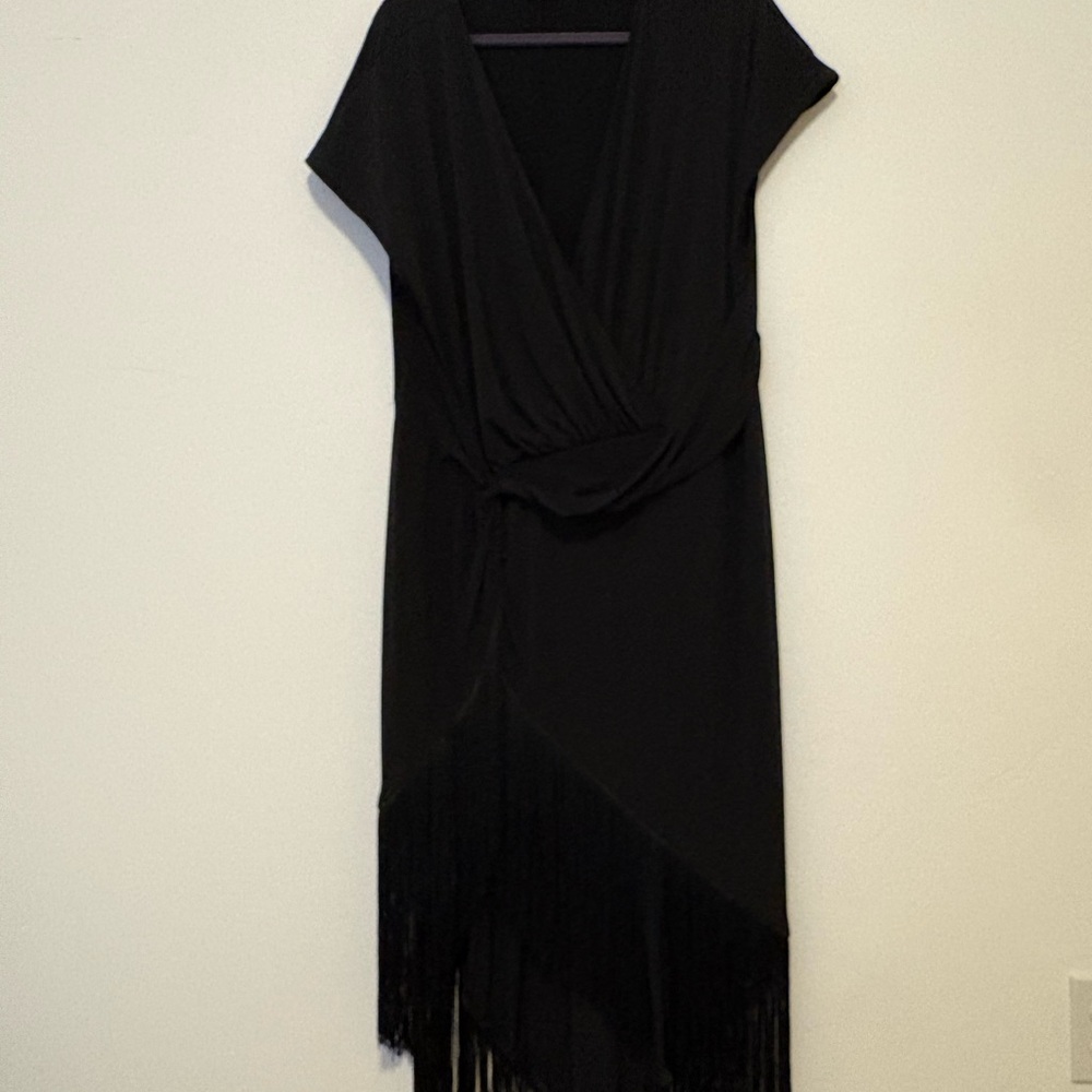 ASOS Black Asymmetrical Fringe Dress